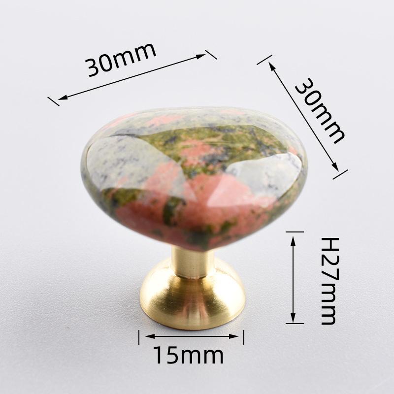 TENCHTWO 25mm Sphere Brass Furniture Drawer Knob Nature Stone Kitchen Dressing Cabinet Pulls Cabinet Wardrobe Door Handle