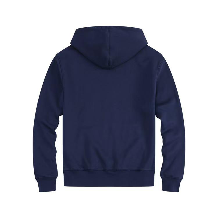 Men's Plush Lined Hooded Sweatshirt, Embroidered Loose Fit, Autumn/Winter Polo Style, Plus Size, RL Design