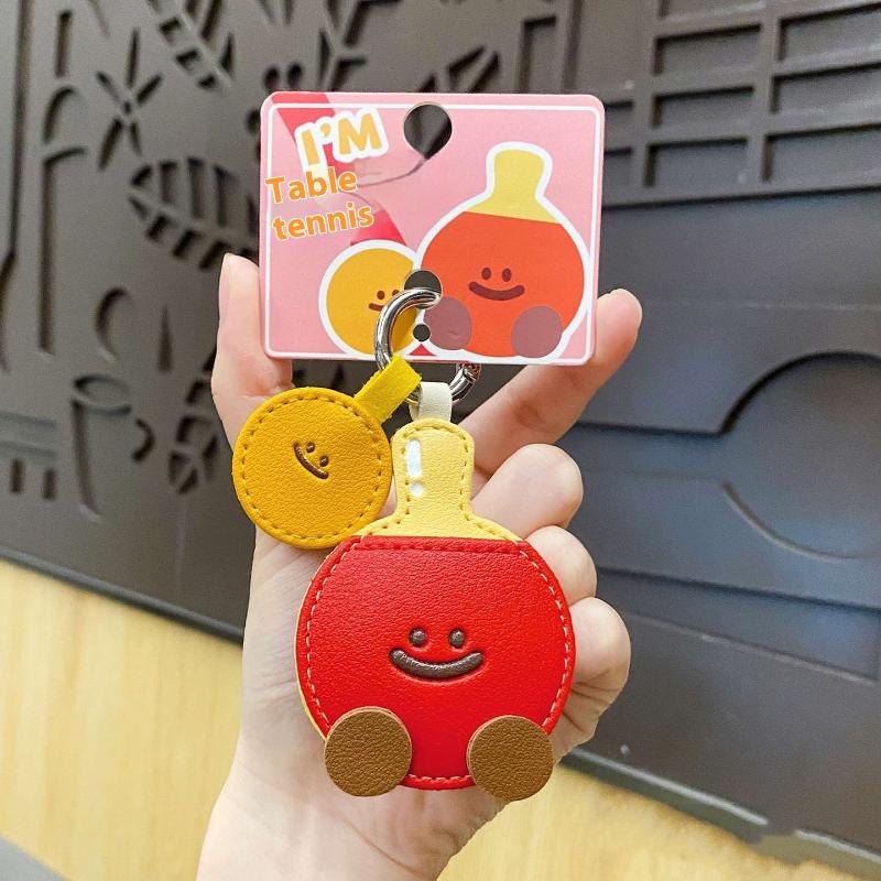 Милый мультяшный кожаный ремешок для ракетки, кулон, брелок, кавайная имитация бадминтона, настольного тенниса, аксессуары для украшения рюкзака