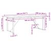 Dining Table O Shaped Frame 200 x 100 x 75.5 cm Solid Pine Wood & Steel