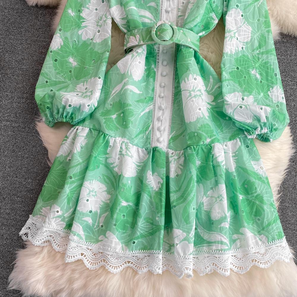 Женское однобортное платье в стиле ретро с рукавами-фонариками и принтом, женские шикарные мини-короткие пляжные платья в стиле бохо