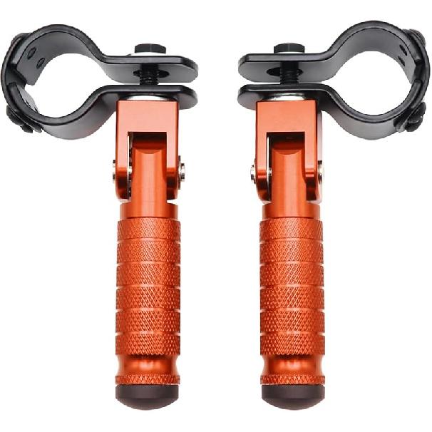 M8 Motorcycle Foot Rests Fit 1.22-1.29In Motorbike Brackets Foldable Foot Pegs Front Footpeg Rear Footpeg Anti-Skid Rearsets Folded Footrest 90