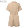 ZANZEA Женские повседневные короткие комбинезоны с отложным воротником и коротким рукавом