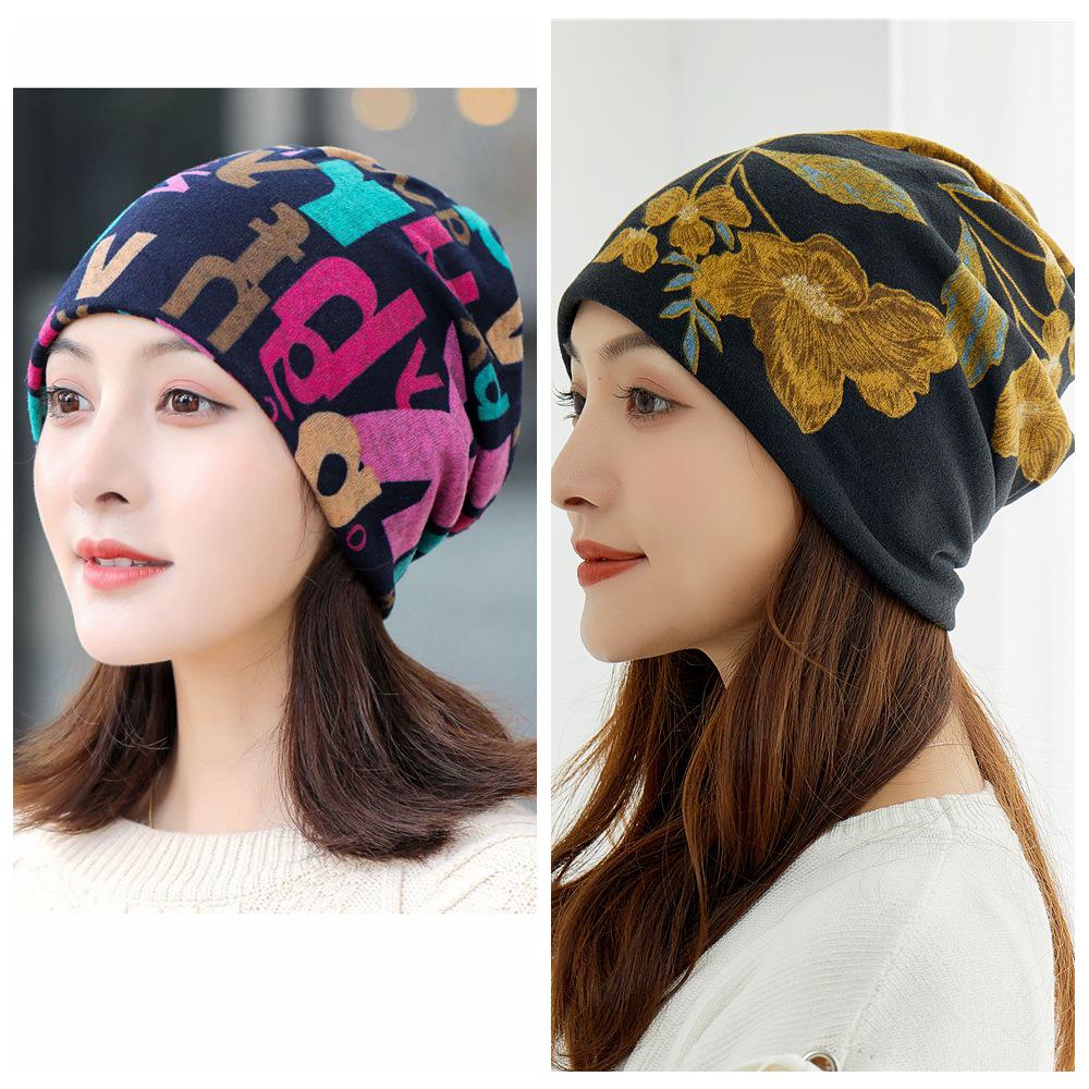 Универсальные корейские женские шапки на осень/зиму: Головной платок, баотоу, пуловер, шейный платок, принт, ворс и защитные уши