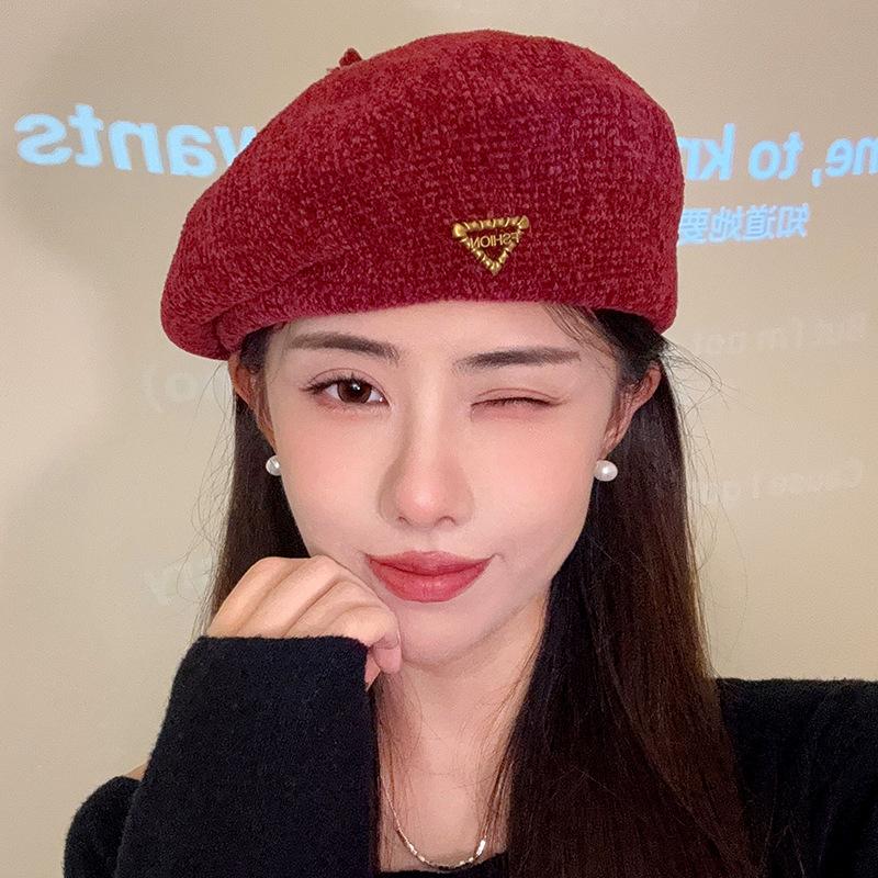 New Autumn and Winter Hat for Women's Retro Beret Big Head Circumference Showing Face Little Painter Hat Korean Casual and Versatile Front Hat