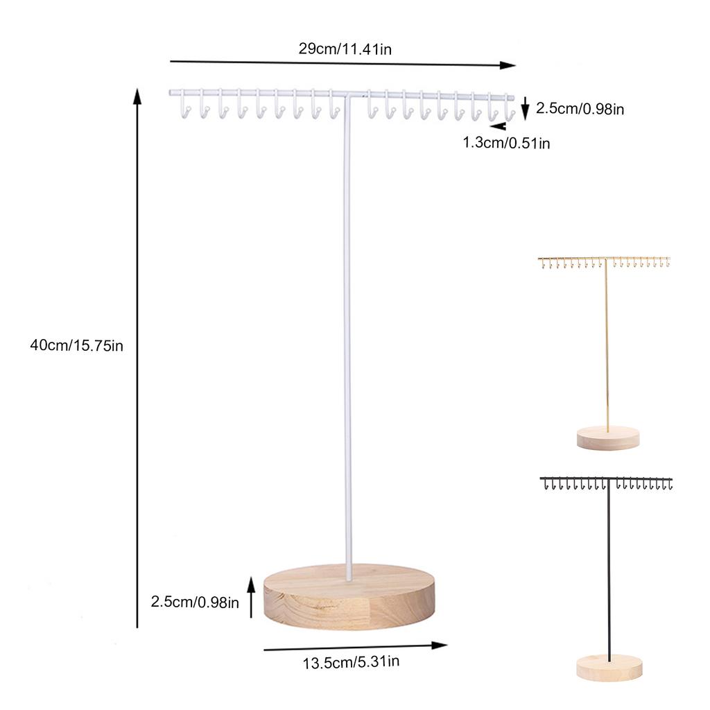 Elegant Iron Necklace Display Holder Effective Iron Necklace Holder with Wood Base Sturdy Jewelry Display Stand Rack