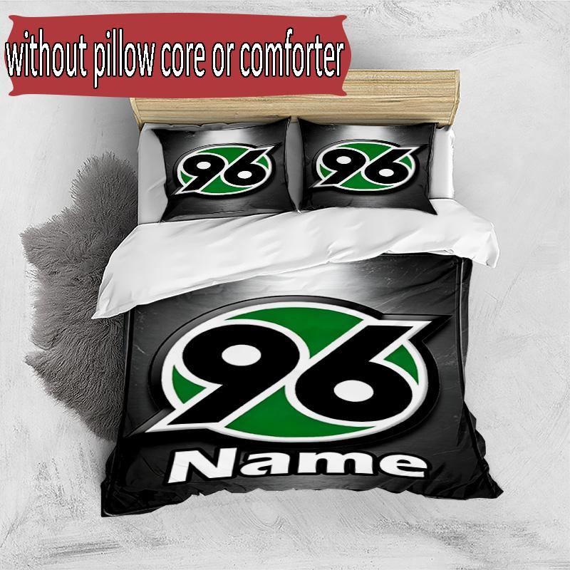 3pcs Duvet Cover Set (1*Duvet Cover + 2*Pillowcase, Without Core), Custom Name Hannover 96 Football Pattern Bedding Set, Home Bedroom Decor Gift