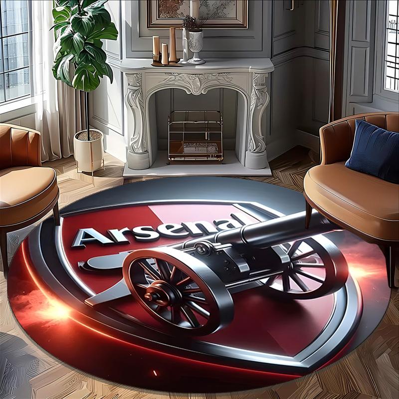 1pc A-Arsenal Carpet, Round Rug, Comfortable, Suitable for Entryways, Living Rooms, Office, And Bedrooms, Christmas Decoration