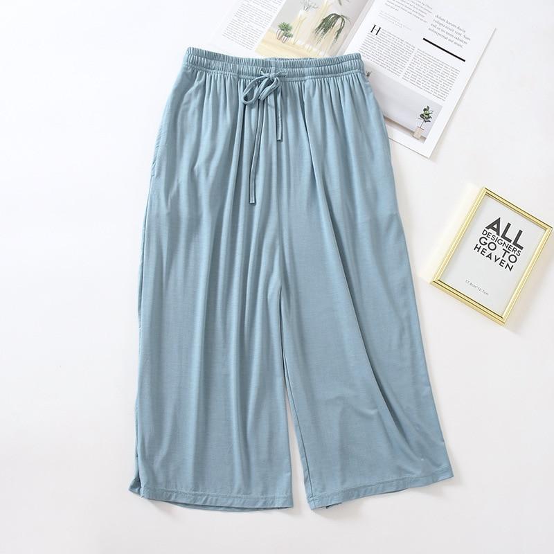 Loose Cropped Trousers Ladies Modal Thin Shorts Solid Color Wide Leg Large Size Home Pants Womens Bottoms