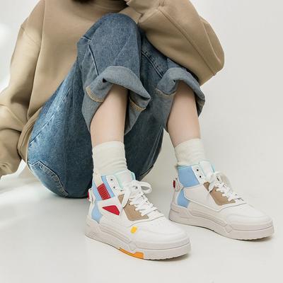 Супер мягкая подошва, высокие белые кеды, женская обувь 2024 весна, новая обувь на платформе, женская осенне-зимняя популярная универсальная спортивная обувь