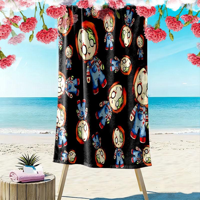 Chucky Print Beach Towel, Large Soft Quick Dry Towel for Beach Camping Swimming