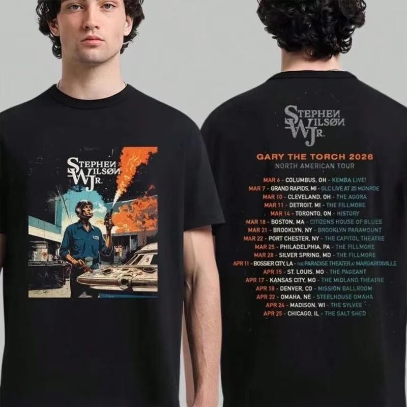 Y2k Vintage T Shirt Stephen Wilson Jr Gary The Torch New Tour Tshirt Allseason Couple Casual Loose Tshirt Streetwear Unisex