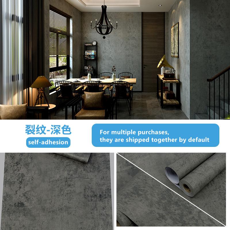 Индустриальный Ветер Самоклеящиеся Обои Цементно-Серый Стикер Водонепроницаемые Ретро Старые Пятнистые Темно-Серые Обои