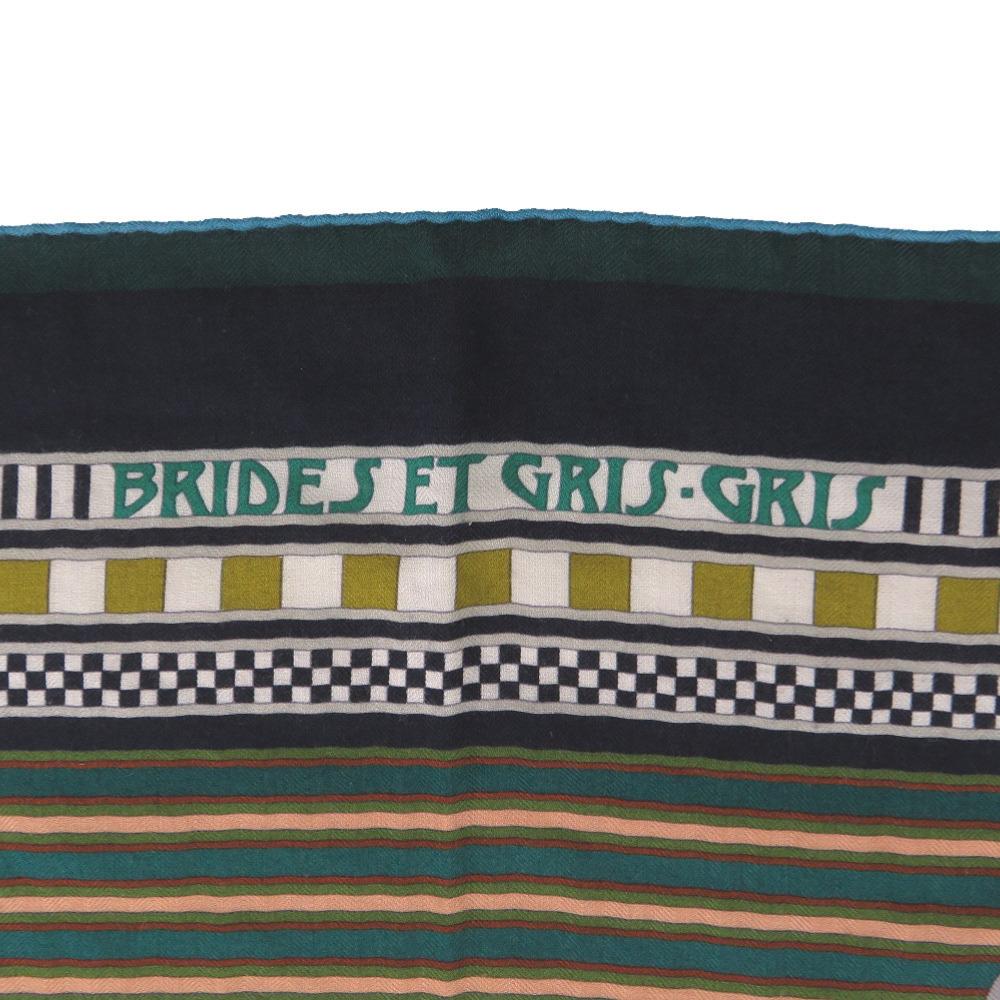Used AUTHENTIC HERMES Carre140 Brides and Charms BRIDES ET GRIS-GRIS Scarf Green