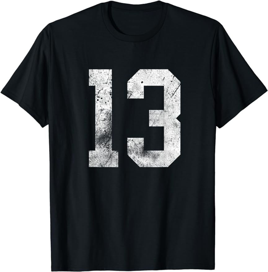 13 Cool Distressed Birthday Lucky Number Player 13th Tshirt Style Unisex Women Soft Cotton Clothing Streetwear Graphic T Shirts