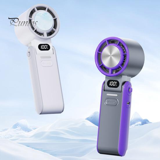 Ручной складной вентилятор со 100-скоростным регулируемым светодиодным дисплеем, USB-перезаряжаемый охлаждающий вентилятор, летний портативный дорожный мини-персональный вентилятор для улицы