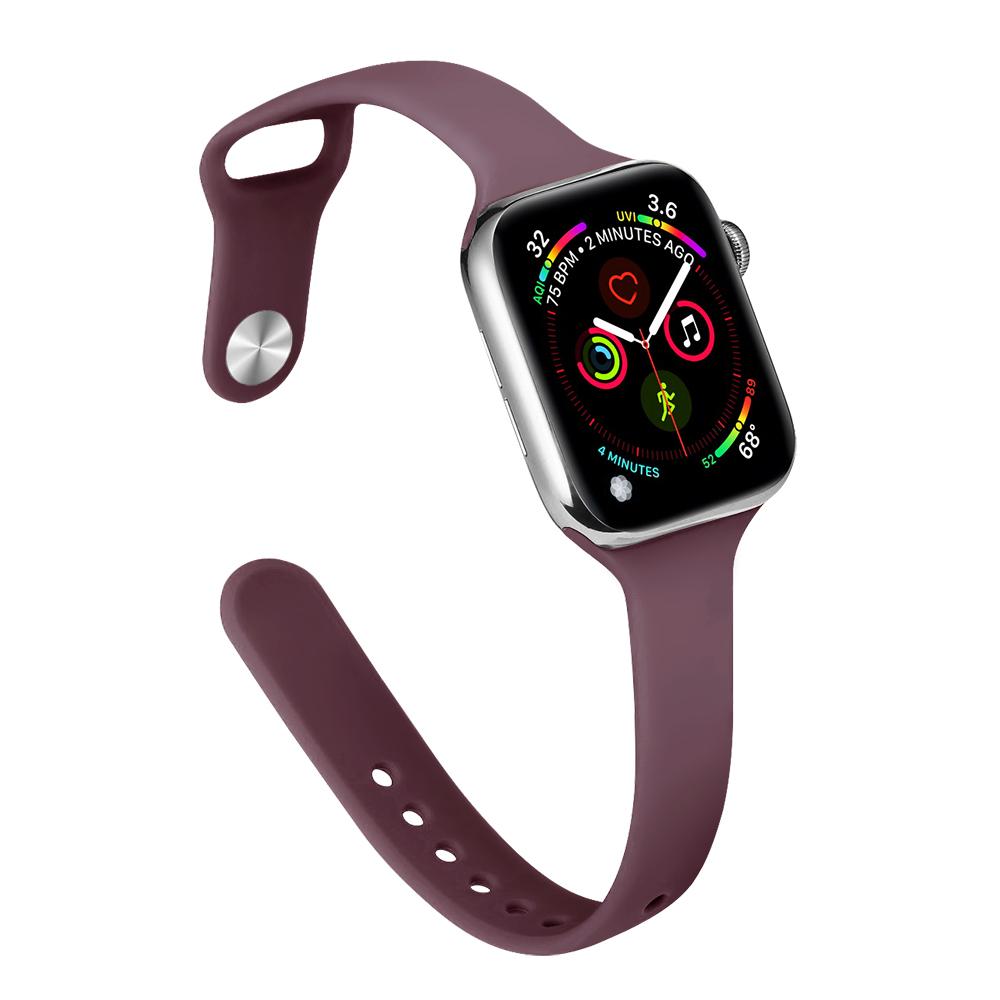 Ремешок для Apple Watch Band 40 мм, 44 мм, 45 мм, 41 мм, 38 мм, 42 мм, спортивный тонкий силиконовый браслет correa iWatch Series 8 Ultra 2 SE 7 6 3 9