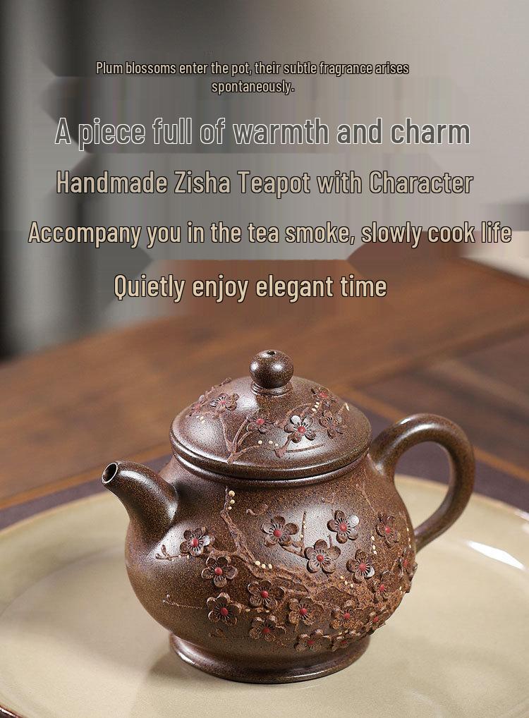 Genuine Handmade Yixing Purple Clay Teapot: Original Ore Old Duan Ni, Wood-Fired, Dark Fragrance, Drip-Proof, with Patina Finish.