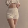 Женские сексуальные шорты, пушистые повседневные тонкие шорты, женские осенне-зимние эластичные вязаные шорты с высокой талией
