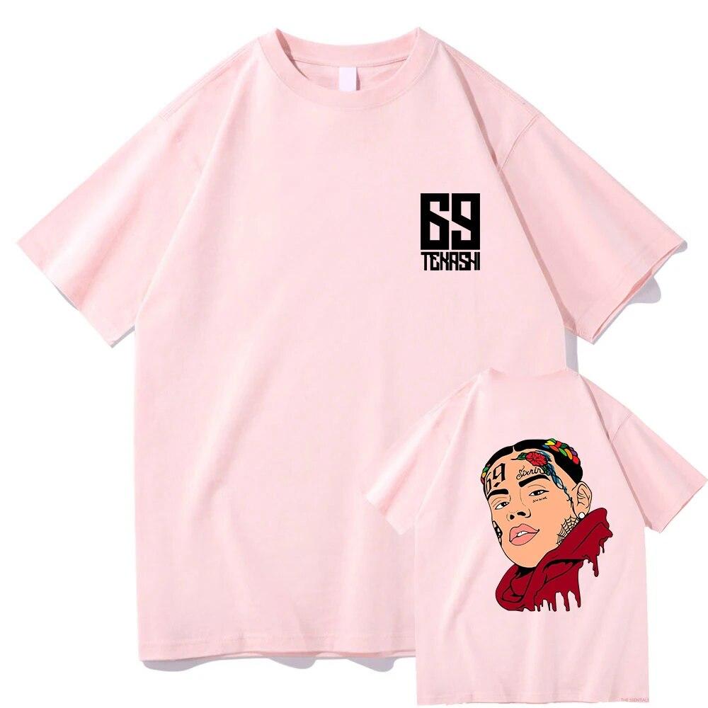 Классическая футболка 6ix9ine, забавные топы унисекс в стиле хип-хоп, женские футболки с графическим рисунком, Эстетические хлопковые футболки унисекс с героями мультфильмов