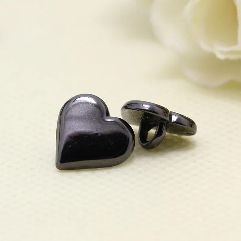 10pcs Heart Shape Buttons 10.5mm Small Metal Shank Buttons Apparel Sewing Accessories