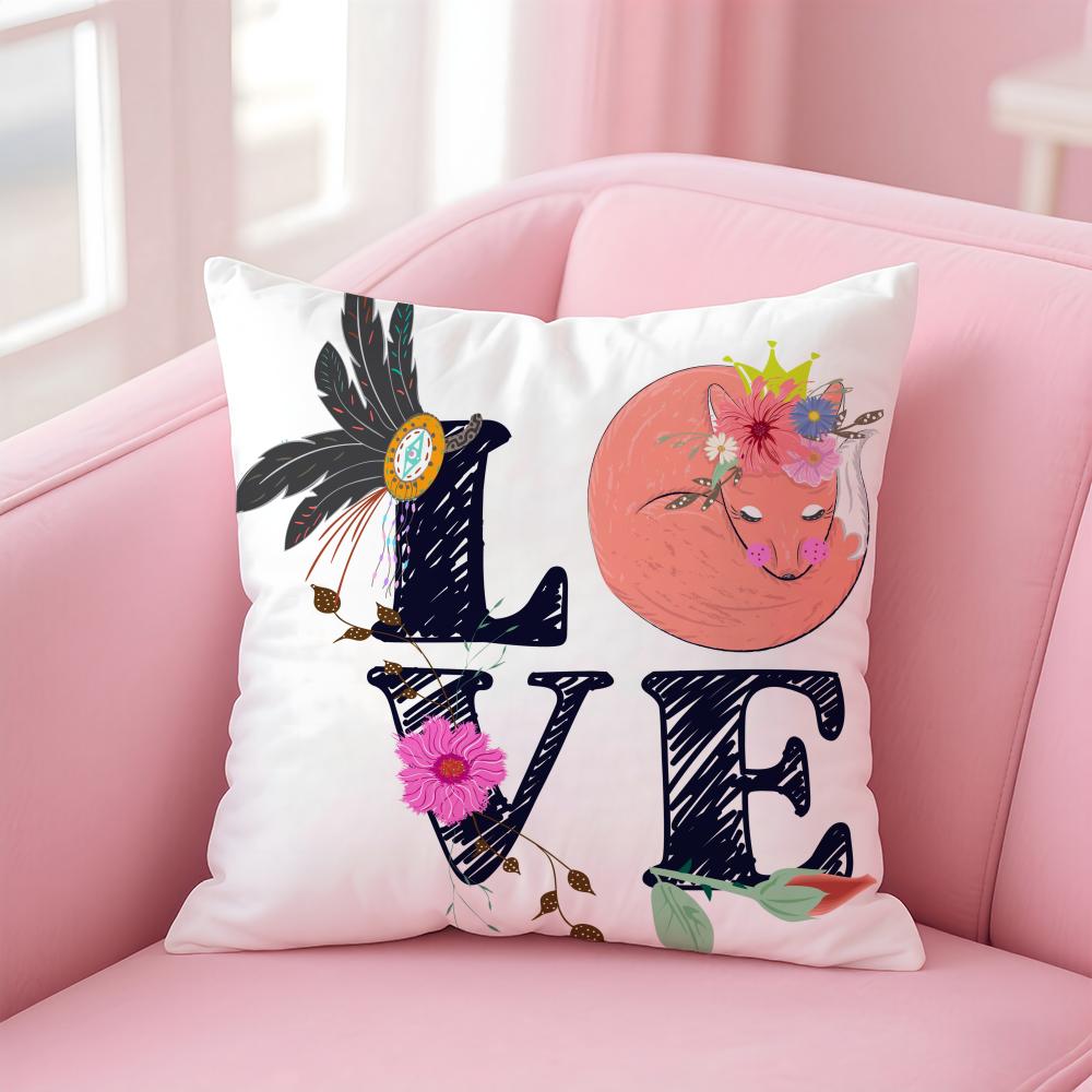 Creative Love Pattern Romantic Modern Art Cushion Cover Pillow Case Soft Skin Friendly Fabric  Concealed Zipper