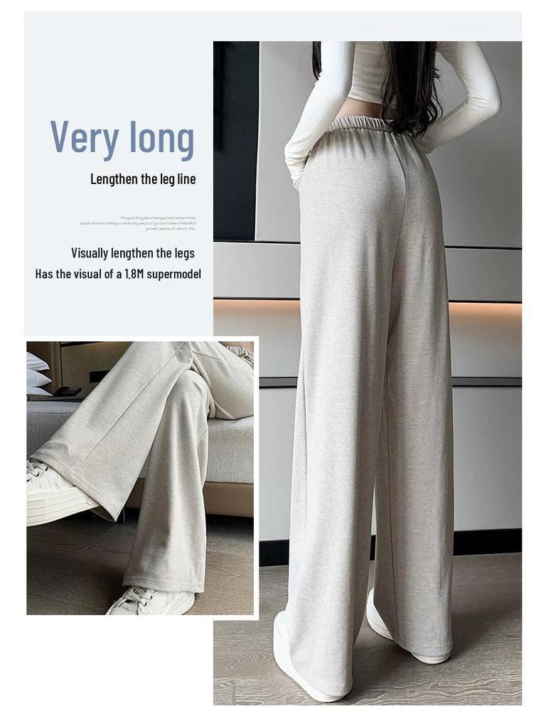2025 Маленькие женские серые широкие спортивные штаны - Повседневные брюки на кулиске для осени/зимы (XS)