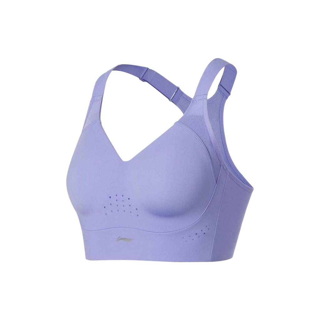 Li Ning Fitness Series однотонный дышащий спортивный бюстгальтер с высокой поддержкой, женский спортивный бюстгальтер, фиолетовый AUBS026-5