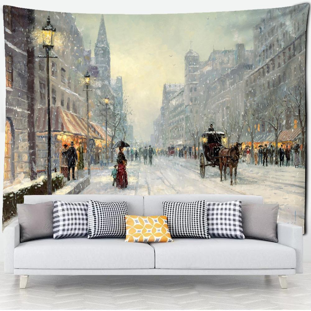 Лесная хижина гобелен настенная картина маслом фон ткань печать психоделическое колдовство богемный декор