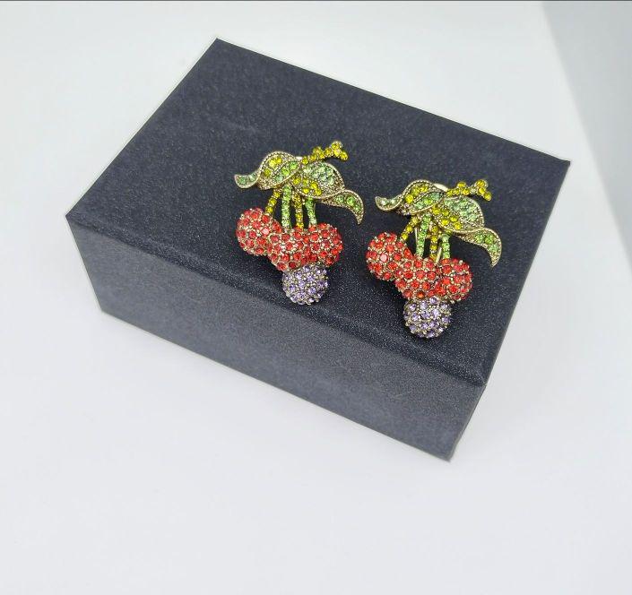 Европейский и американский ретро-стиль, позолоченный, цвет тропических фруктов, прозрачный набор ожерелья и серег