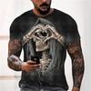 Summer Men's Fashion Casual O Neck Vintage T Shirt Clothing 3d Horror Skull Print T Shirt Harajuku Oversized Short Sleeve Top