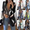 Women's Casual Fashion Print Lapel Long Sleeve Slim Fit Small Button Jacket