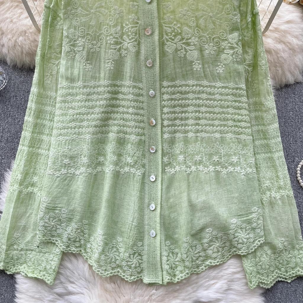 Dimanaf 2025 Весна Рубашка Женская Кружевная Блузка Короткий Рукав Модные Топы Футболки Свободные Белые Зеленые Футболки Новые