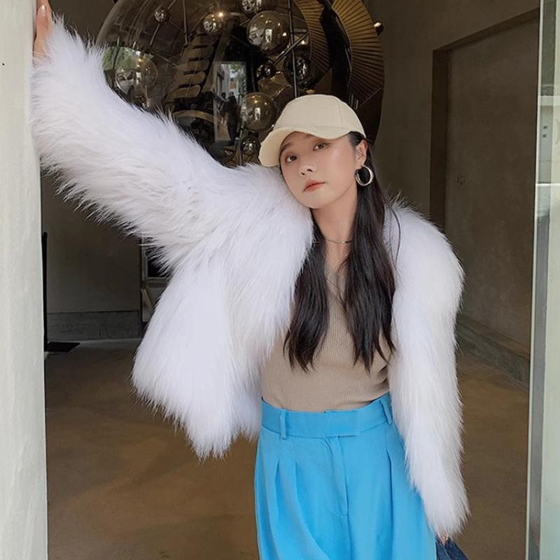 Свободная женская шуба из меха, роскошная утолщенная пушистая куртка с длинным рукавом, теплая осенне-зимняя верхняя одежда из искусственного меха для снега