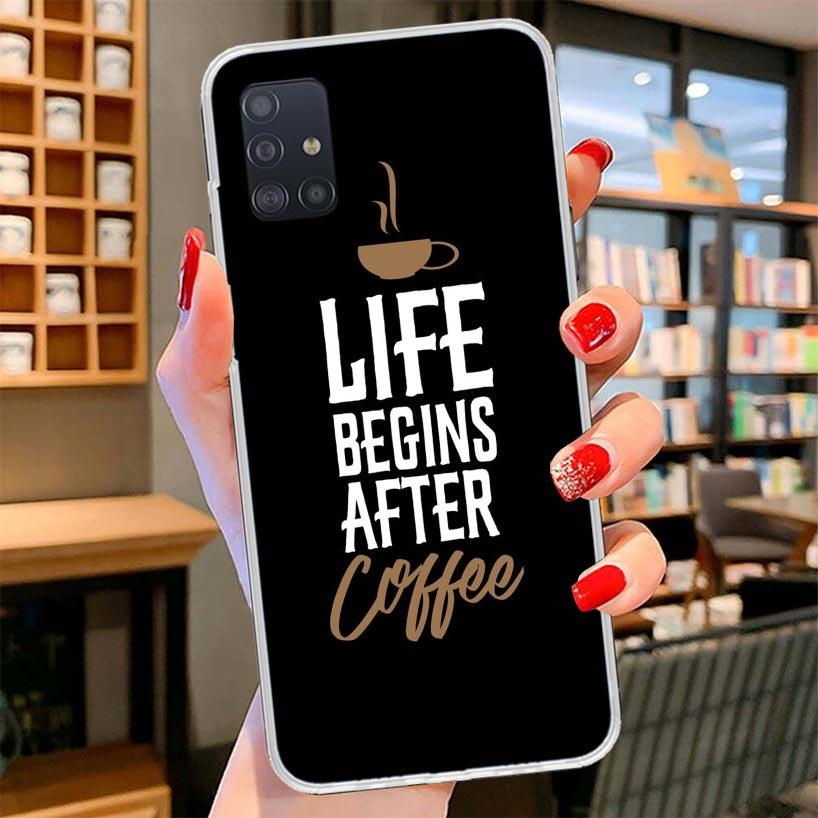 Coffee Wine Cup Cover Phone Case For Samsung Galaxy A12 A22 A32 A52 A72 A02S Phone Case Note 20 Ultra 10 S10 Plus A51 A71 A50S A