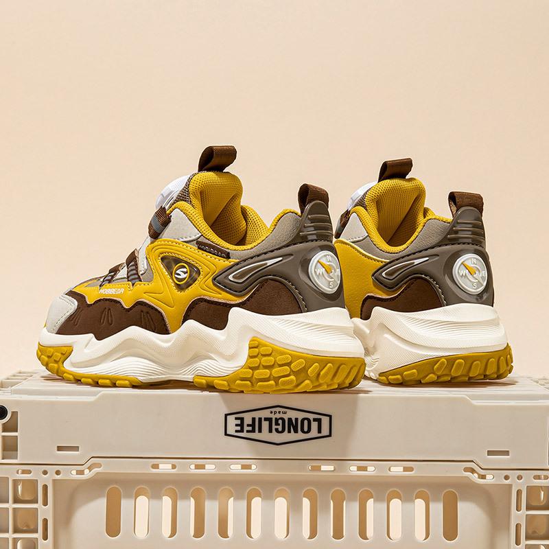 Kids Sneakers Rotary Buckle Closure Chunky Daddy Shoes PU Leather Casual Sports Shoes For Boys Girls Spring Autumn
