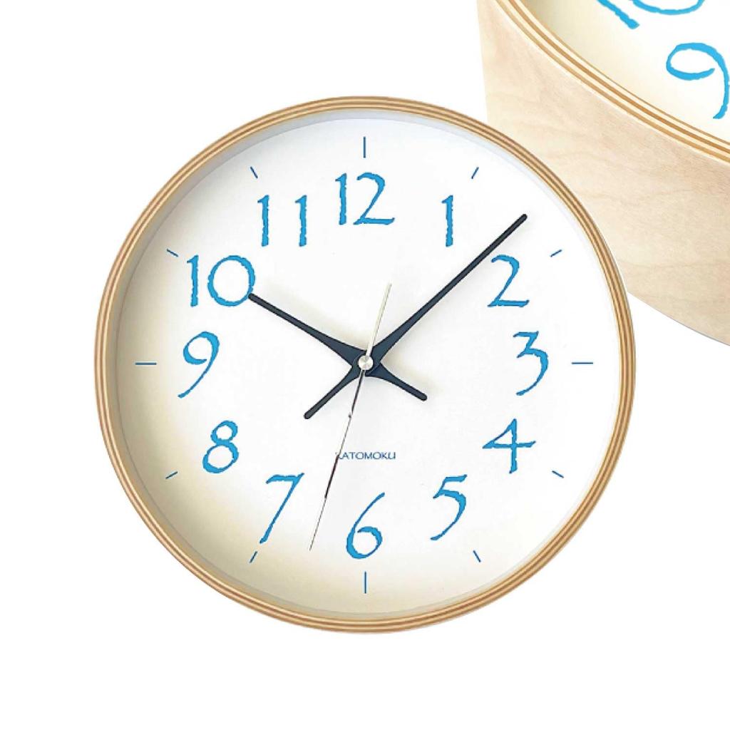 KATOMOKU Plywood Wall Clock 20 Light Blue Wall Clock Continuous Second Hand Radio km-119LBRCS 252mm (SKP Clock)