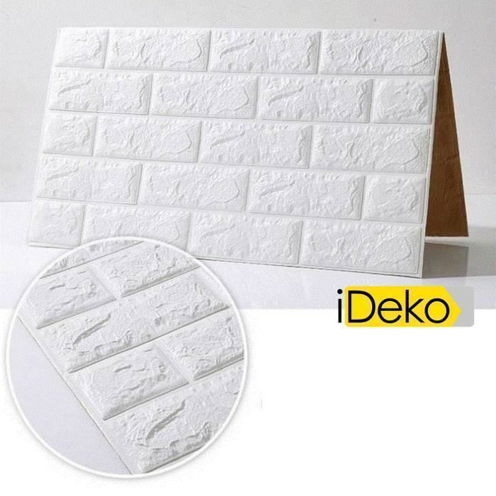 IDeko® 10X 3D Wallpaper Simulation Stone Bricks DIY PE Foam Self-Adhesive Waterproof White 0.7*0.77 (M)