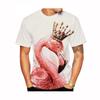 Summer Round Neck 3D Flamingo Pattern Print Top Fashionable Casual Short Sleeved Men's T-shirts