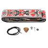 Guitar Strap Leather Head for Acoustic Electric Embroidered Jacquard Vintage Floral PatternWhite