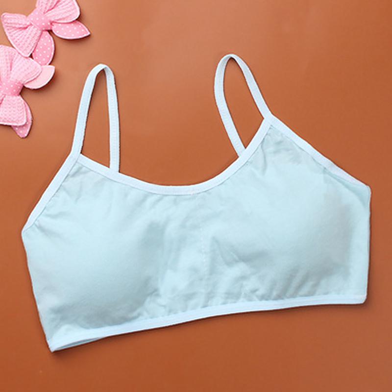 Мягкое нижнее белье для девочек, хлопковые бюстгальтеры, детские спортивные однотонные топы на бретелях для детей-подростков