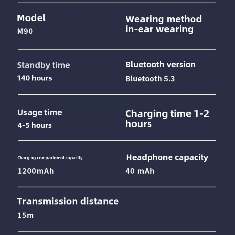 Новая долговечная беспроводная Bluetooth-гарнитура M90 TWS с аккумулятором Dual Talk 5.3