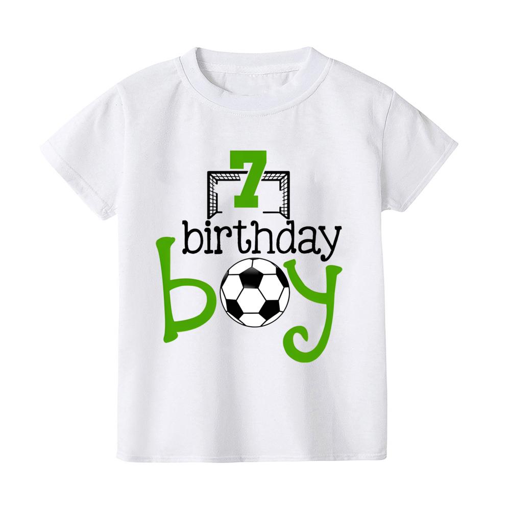 Повседневная детская футболка с принтом «Футбол и день рождения», детская футболка от 2 до 9 лет, модные футболки с коротким рукавом и круглым вырезом, летняя футбольная одежда