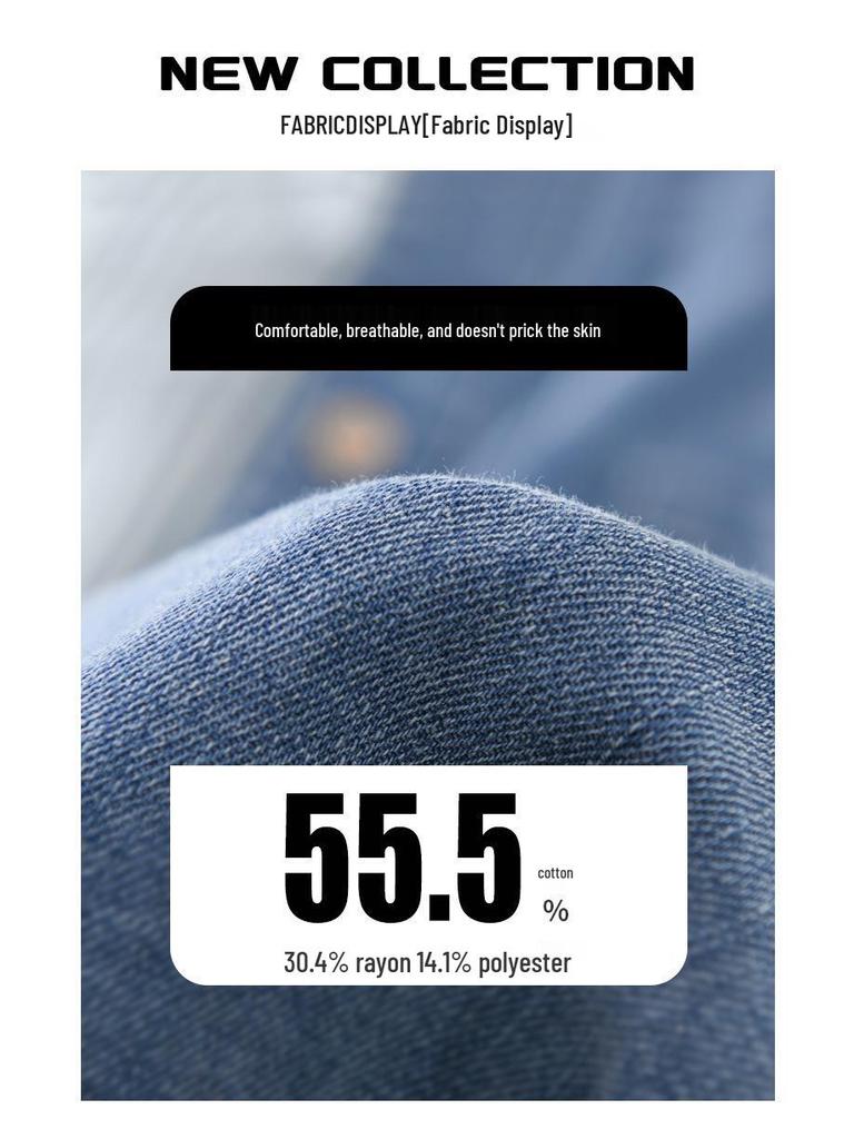 Мужская рубашка с длинным рукавом в стиле пэчворк из денима с цветными блоками и полосками - Повседневная в гонконгском стиле