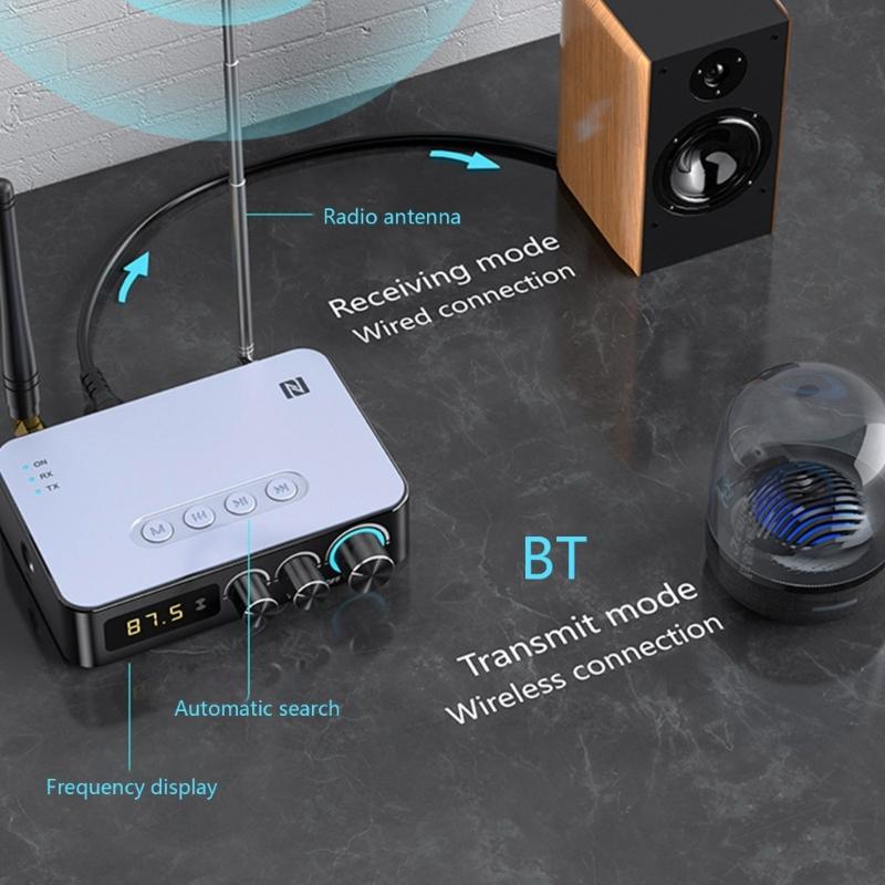 Беспроводной аудиоприемник-передатчик BT5.1 NFC 1200 мАч Стерео- 3,5 мм RCA- Адаптер Поддержка TF FM-радио с пультом дистанционного управления