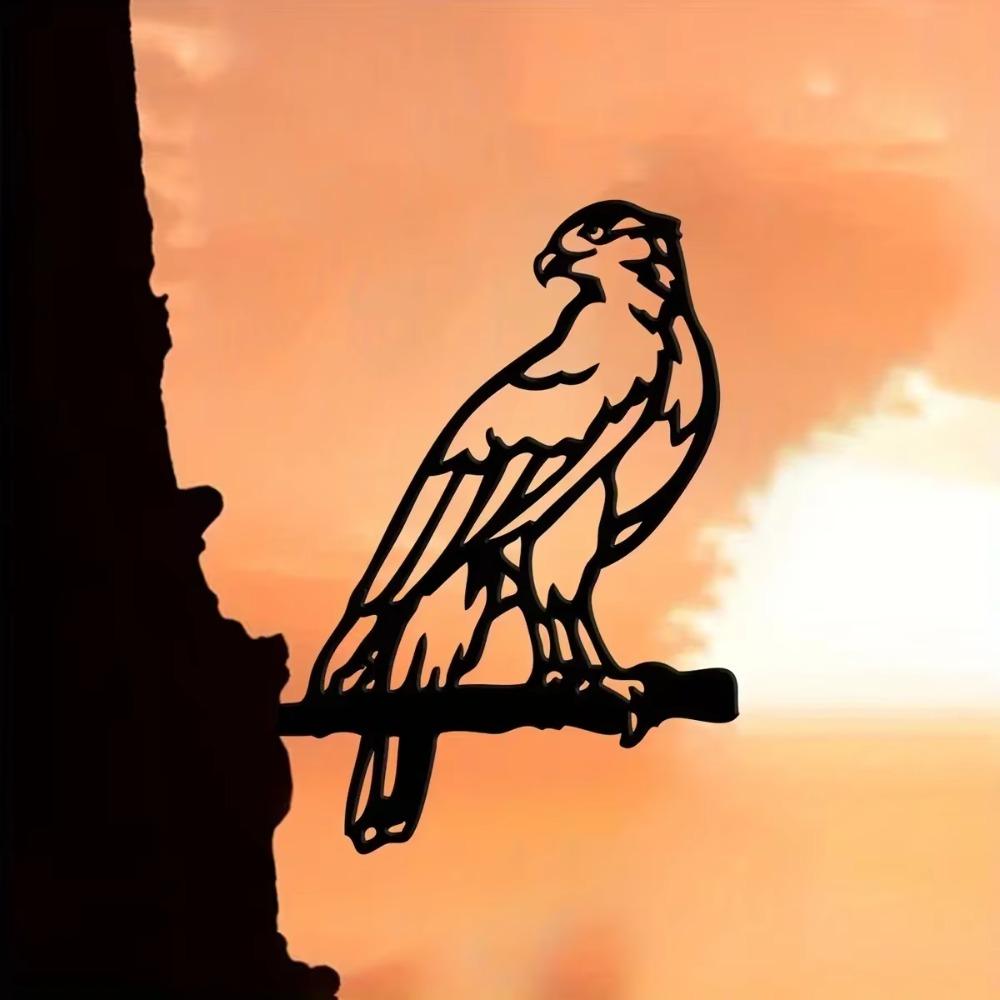 Metal Hawk Silhouette Rustic Birds of a Feather Decor for Outdoor Spaces, Ideal for Home, Garden, and Patio Decorations