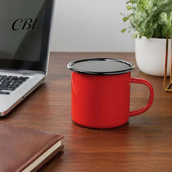 Heat Resistant Tea Mug Enamel Coffee with Handle, Retro Style Durable Water Cup, Smooth Lead Free Drinking Vessel Surface Portable for Hot And