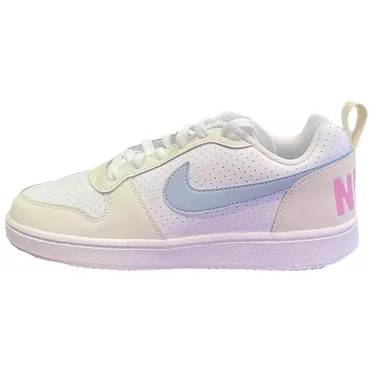 Nike Court Borough Wear Resistant And Lightweight Low Top Skateboard Shoes Women's White Yellow Blue  Sneakers  HJ3492-141