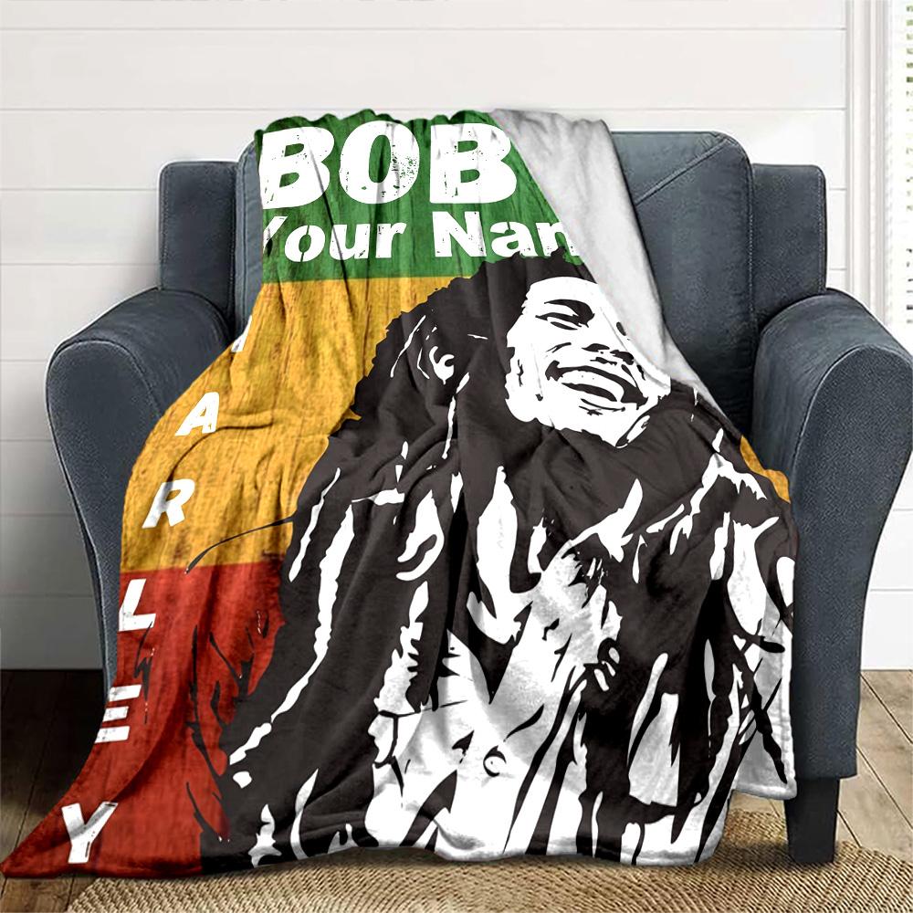Bob Marley Customize Text Blanket Gift Personalized Blanket Soft & Cozy for Seaside Office Chair Picnics Sofa Four Seasons Universal
