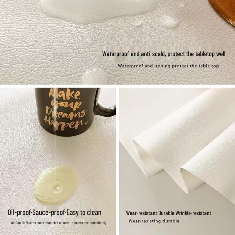 Овальный кожаный коврик для стола с текстурой овчины, устойчивый к пятнам